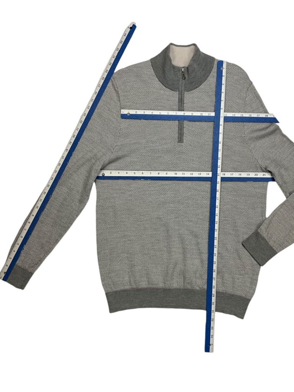 Brooks Brothers Merino Wool Quarter Zip Pullover Sweater XL Gray - Picture 5 of 13